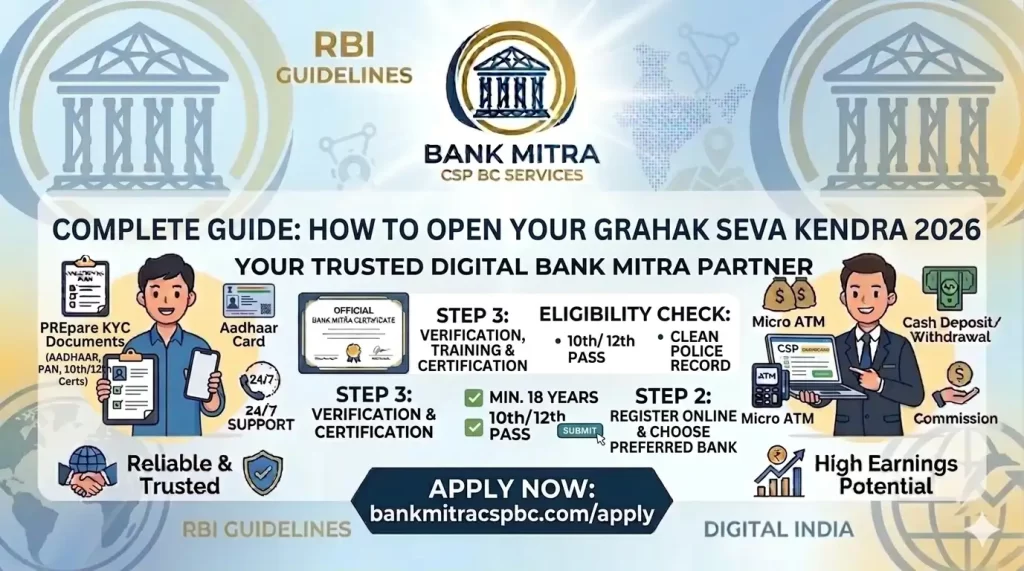 Complete infographic guide for Grahak Seva Kendra registration 2026
